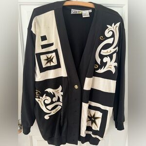 Saint Germain  women’s size M black embroidered jacket gold buttons beautiful
